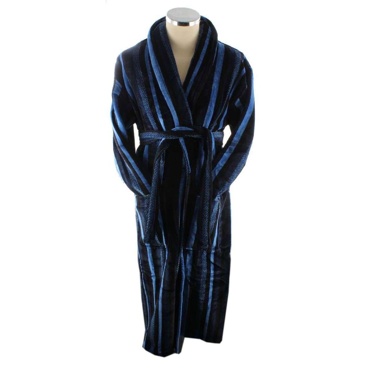Bown of London Salcombe Egyptian Cotton Velour Dressing Gown - Blue/Navy - Image 3