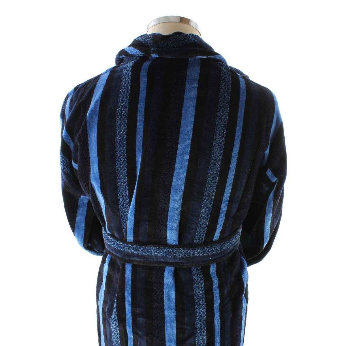 Bown of London Salcombe Egyptian Cotton Velour Dressing Gown - Blue/Navy - Image 4