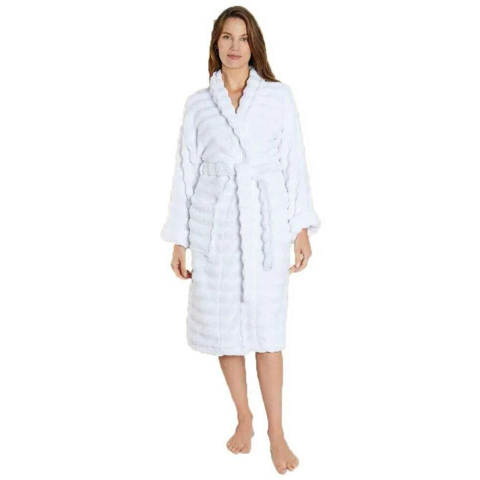Bown of London Seaspray Towelling Dressing Gown - White - Image 4