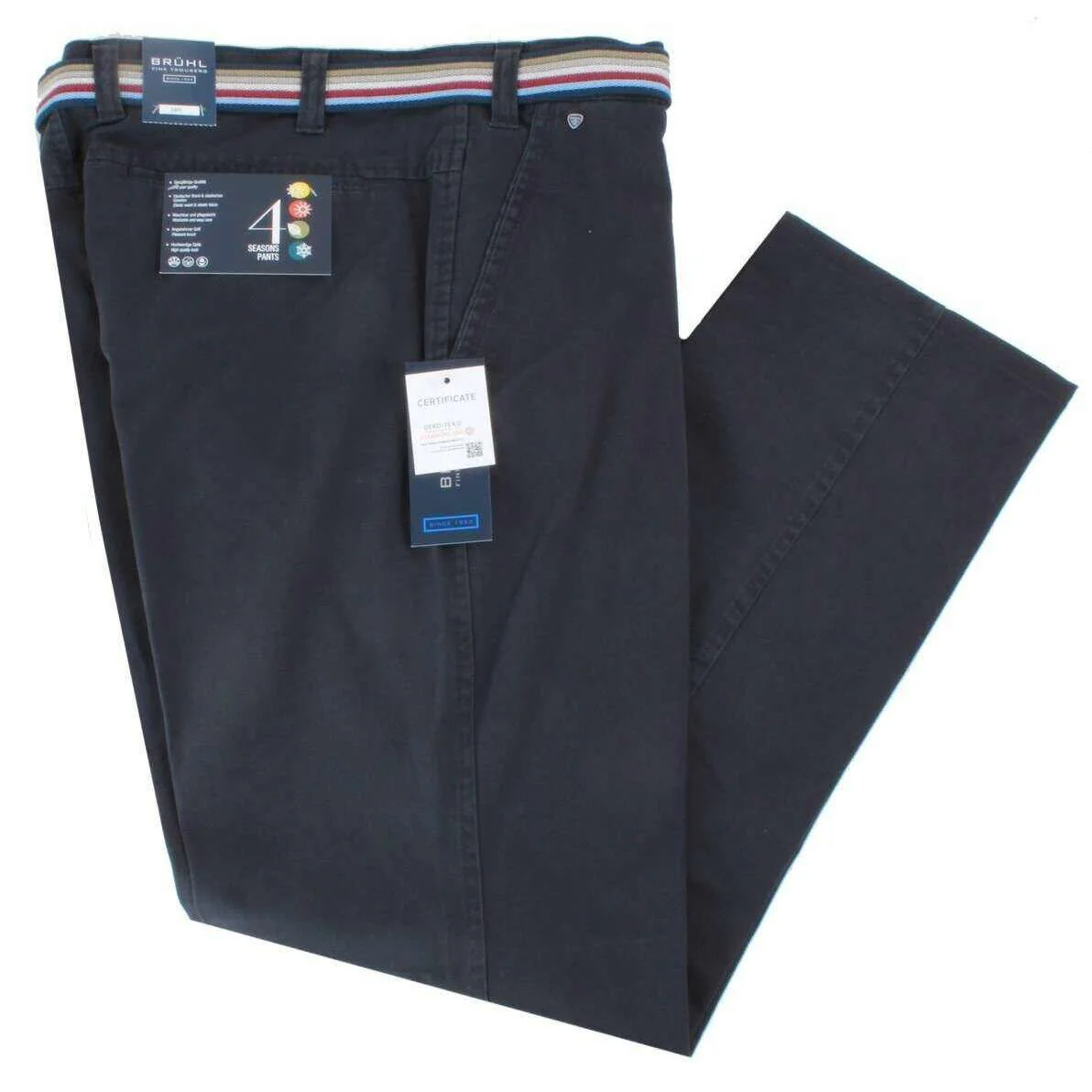 BRUHL Catania B Four Seasons Smart Casual Chinos - Marine Navy - Image 2