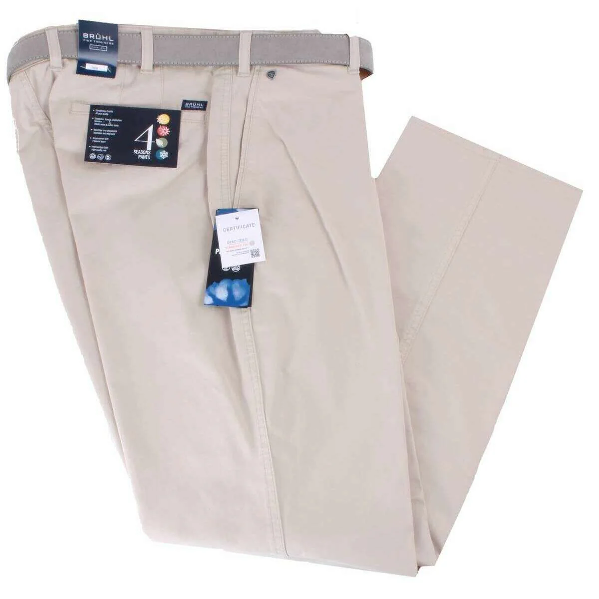 BRUHL Montana Nanotec Gabardine Stretch Chinos - Beige - Image 2