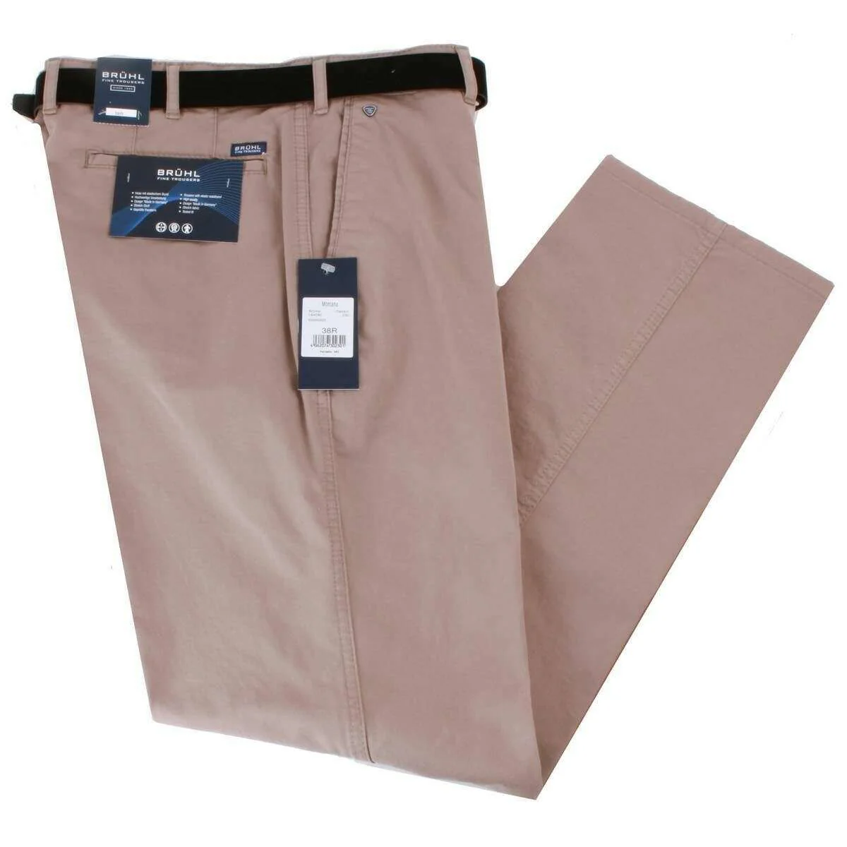 BRUHL Montana Nanotec Gabardine Stretch Chinos - Dark Beige - Image 2