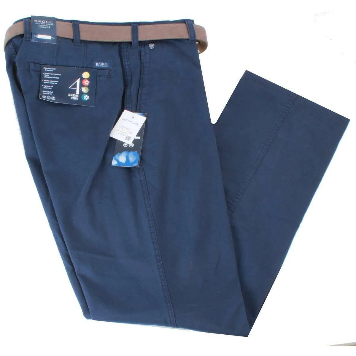 BRUHL Montana Nanotec Gabardine Stretch Chinos - Dark Blue - Image 2