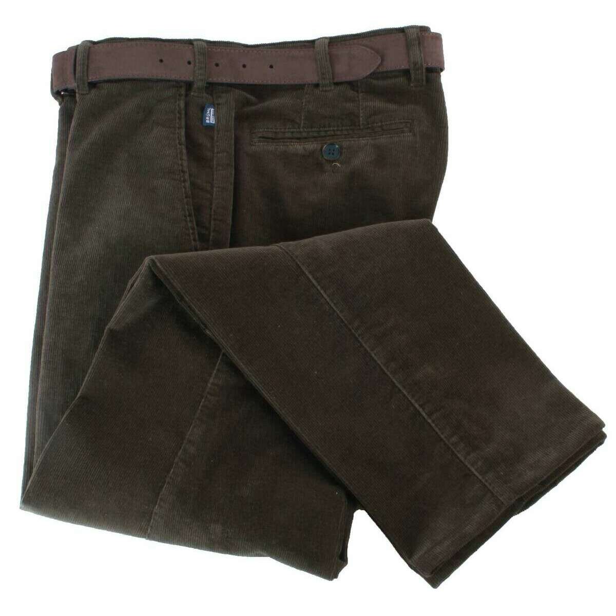 BRUHL Parma B Giza Cotton Fine Cord Trousers - Dark Green - Image 3