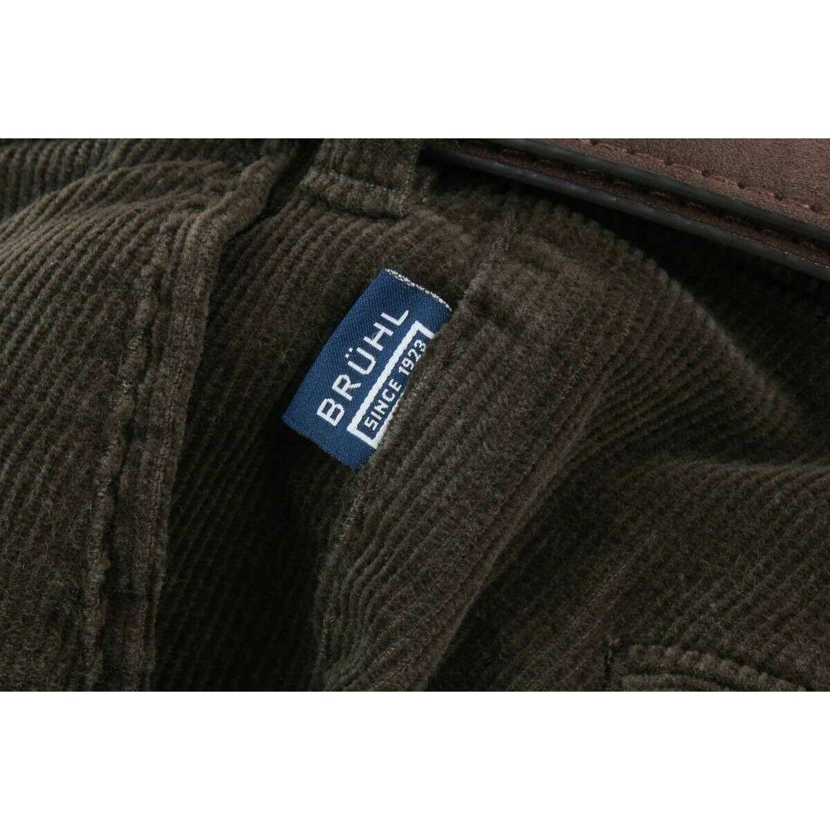 BRUHL Parma B Giza Cotton Fine Cord Trousers - Dark Green - Image 6