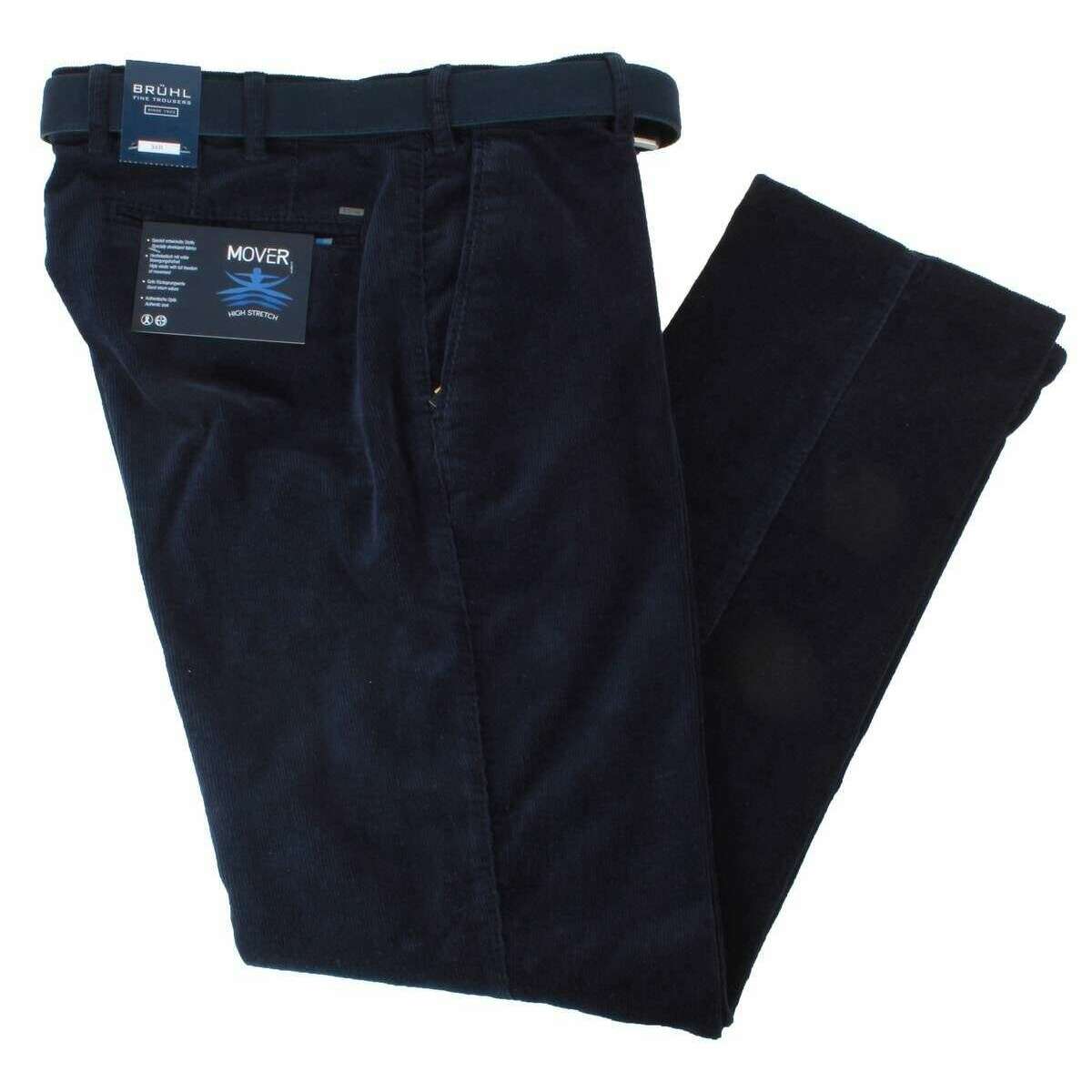 BRUHL Parma B Giza Cotton Fine Cord Trousers - Navy - Image 2