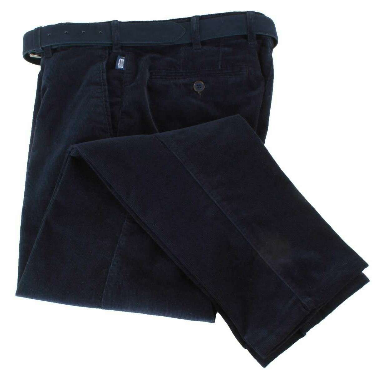 BRUHL Parma B Giza Cotton Fine Cord Trousers - Navy - Image 3