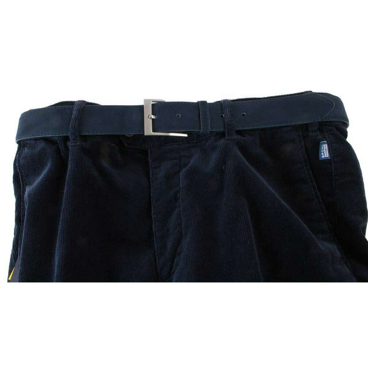 BRUHL Parma B Giza Cotton Fine Cord Trousers - Navy - Image 4