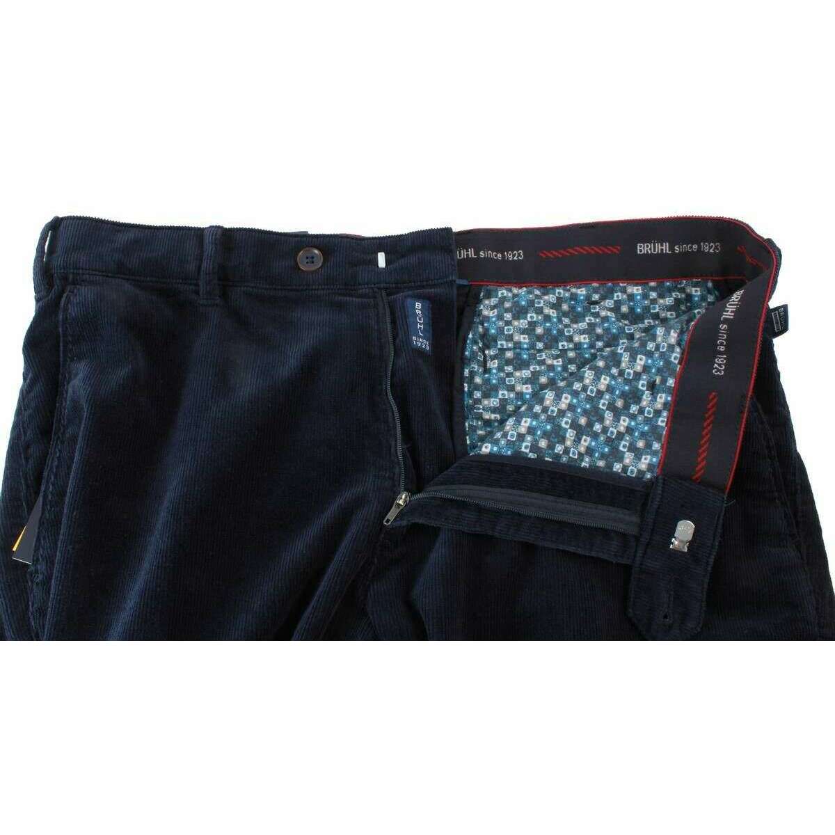 BRUHL Parma B Giza Cotton Fine Cord Trousers - Navy - Image 5