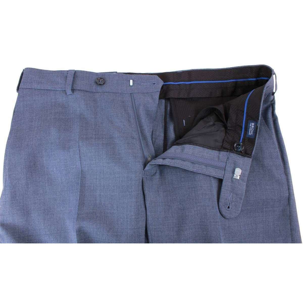 BRUHL Robert Lightweight Wool Mix Smart Trousers - Blue - Image 4