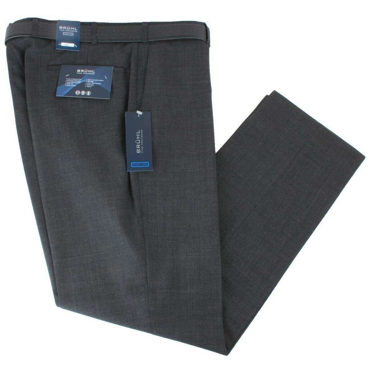 BRUHL Steward Classic Plain Front Wool Mix Trousers - Dark Grey - Image 2