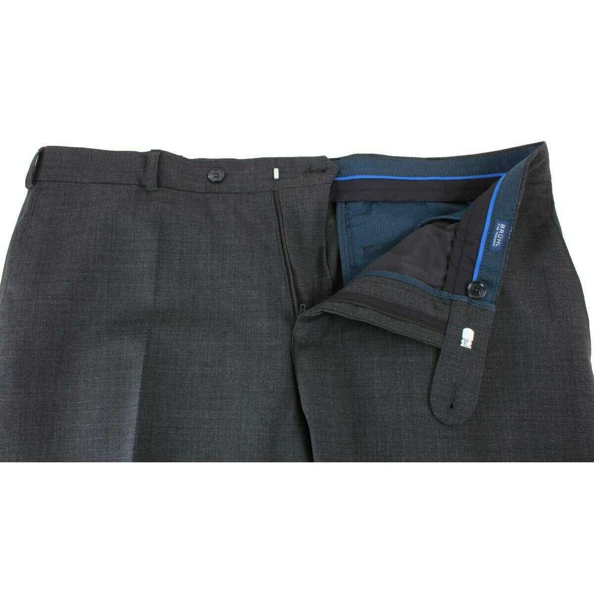 BRUHL Steward Classic Plain Front Wool Mix Trousers - Dark Grey - Image 4