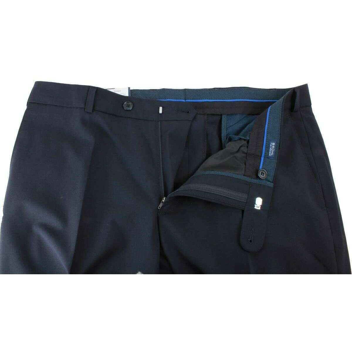 BRUHL Steward Classic Plain Front Wool Mix Trousers - Navy - Image 4