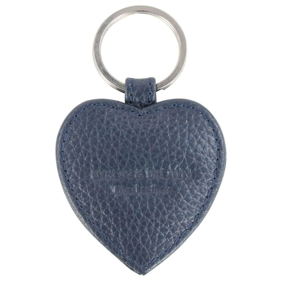Byron and Brown Roma Leather Small Heart Key Ring - Navy - Image 3