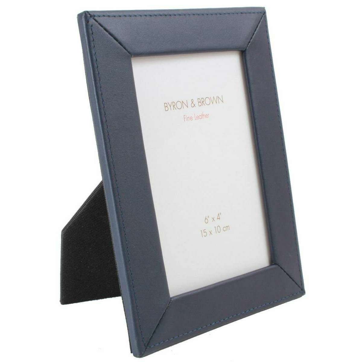 Byron and Brown Slim Classic Nappa Leather 6 x 4 Photo Frame - Navy - Image 3