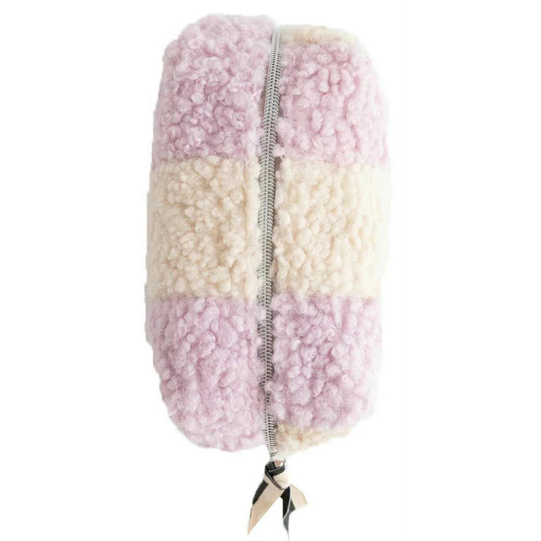 Caroline Gardner Check Borg Cube Cosmetic Bag - Lilac/Cream - Image 3
