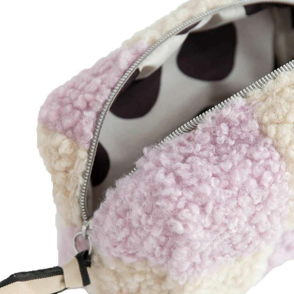 Caroline Gardner Check Borg Cube Cosmetic Bag - Lilac/Cream - Image 4