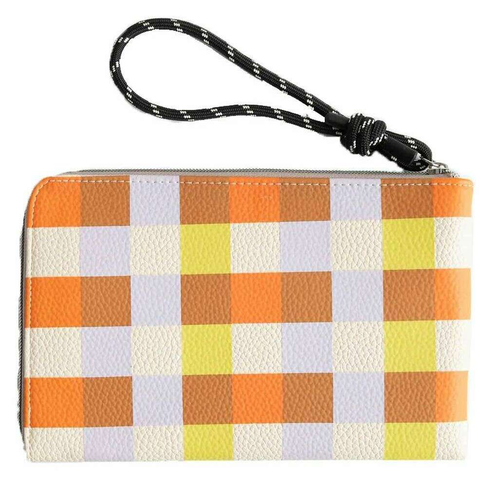 Caroline Gardner Check Travel Pouch - Pink/White/Orange - Image 2