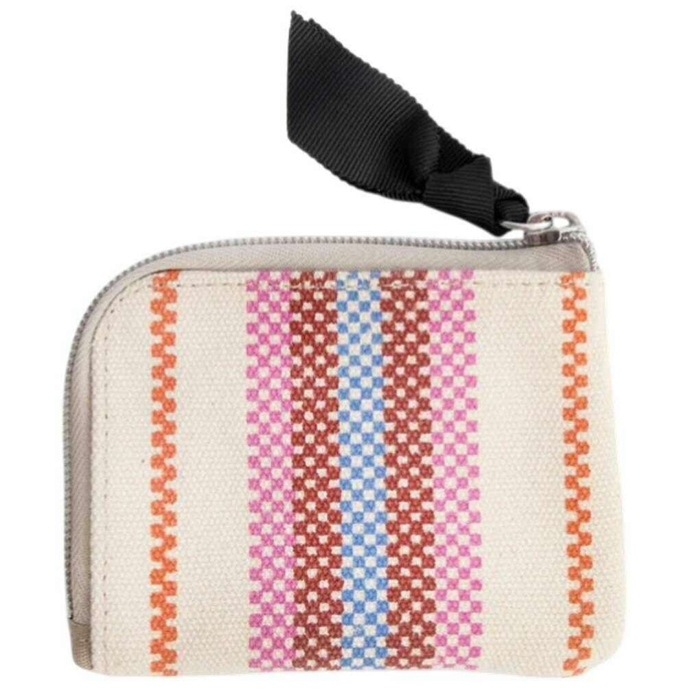 Caroline Gardner Checkerboard Stripe Printed Canvas Corner Purse - White/Purple/Orange - Image 2