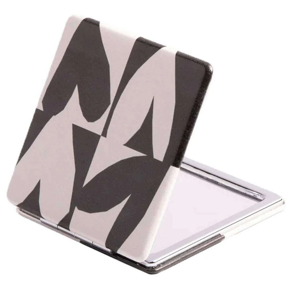 Caroline Gardner Checkmate Hearts Square Pocket Mirror - Black/White