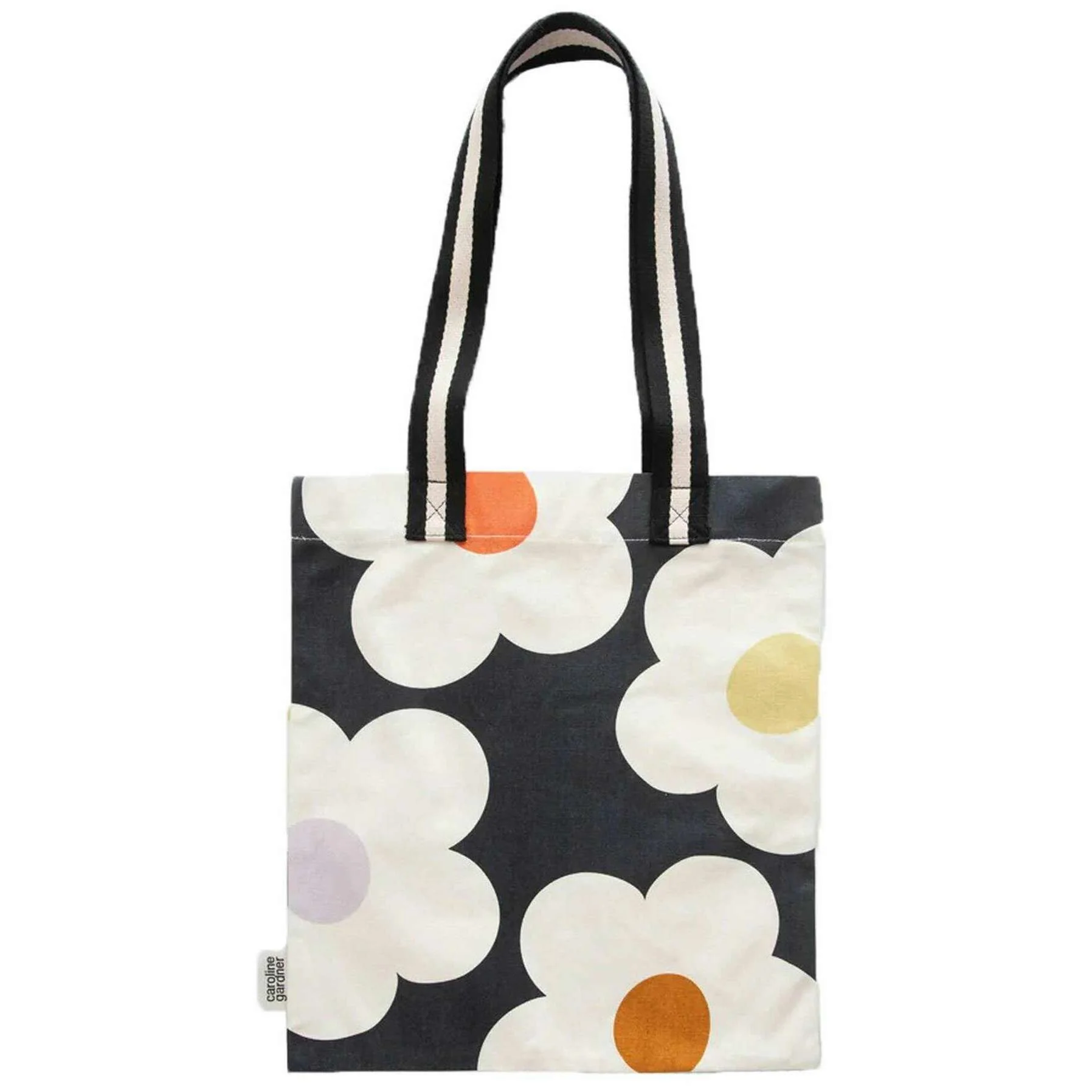 Caroline Gardner Flower Book Bag - Charcoal Black/White