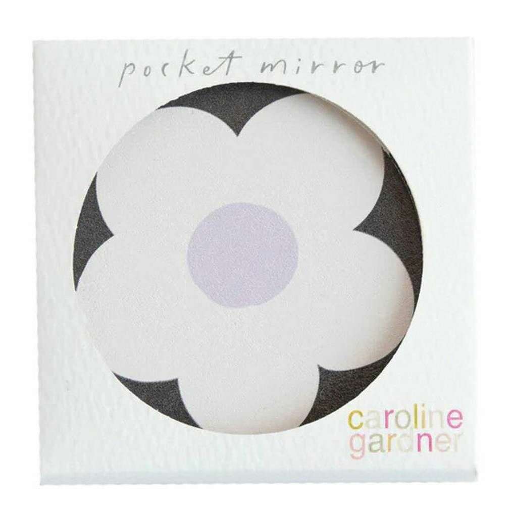 Caroline Gardner Flower Round Pocket Mirror - Charcoal Black - Image 4