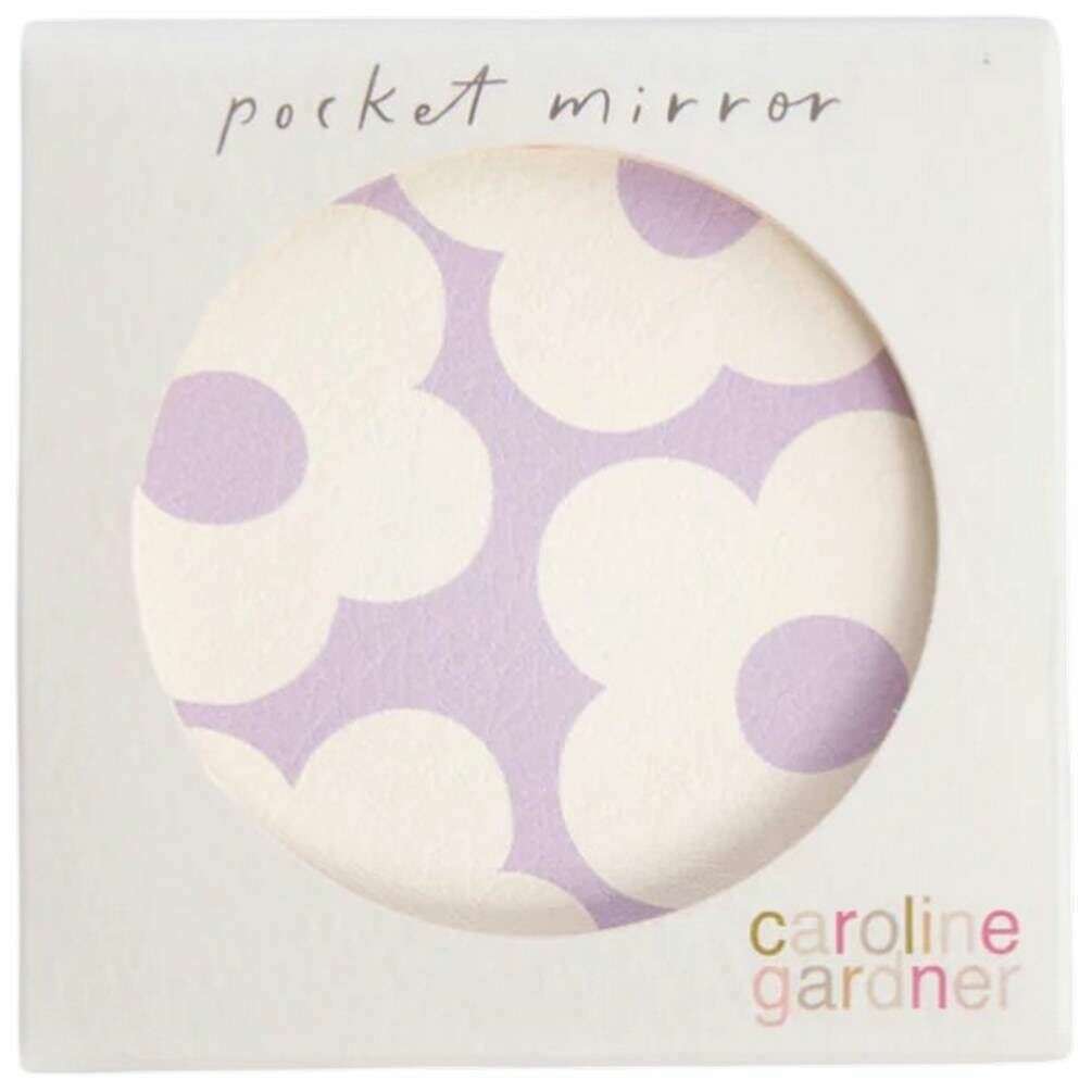 Caroline Gardner Flower Round Pocket Mirror - Lilac/Cream - Image 4
