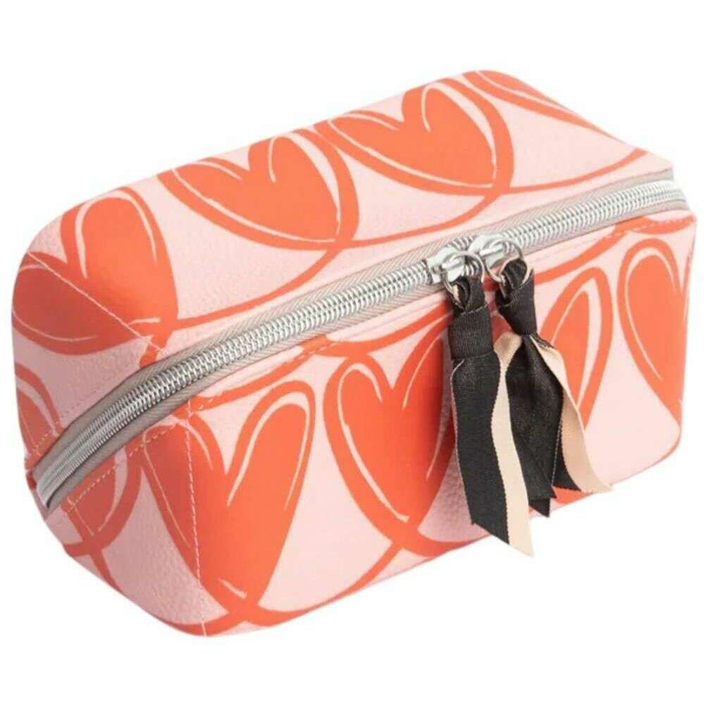 Caroline Gardner Linked Hearts Diagonal Wash Bag - Pink - Image 3