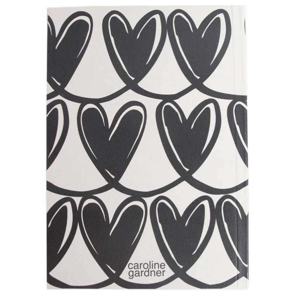 Caroline Gardner Mono Linked Hearts A5 Softback Notebook - Black/Cream - Image 3