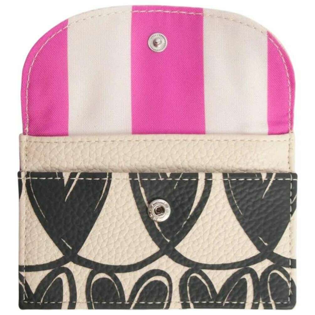 Caroline Gardner Mono Linked Hearts Card Holder Coin Purse - Black/Cream - Image 3