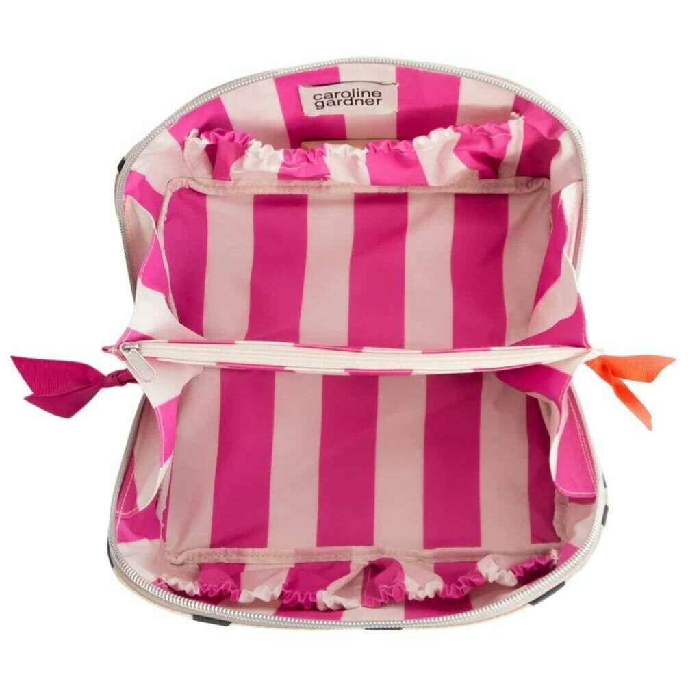 Caroline Gardner Mono Linked Hearts Large Diagonal Wash Bag - Black/Cream - Image 2