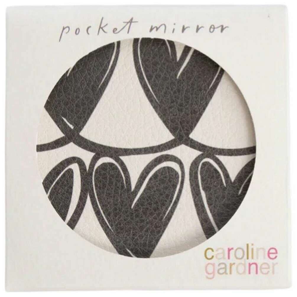 Caroline Gardner Mono Linked Hearts Square Pocket Mirror - Cream/Black - Image 4