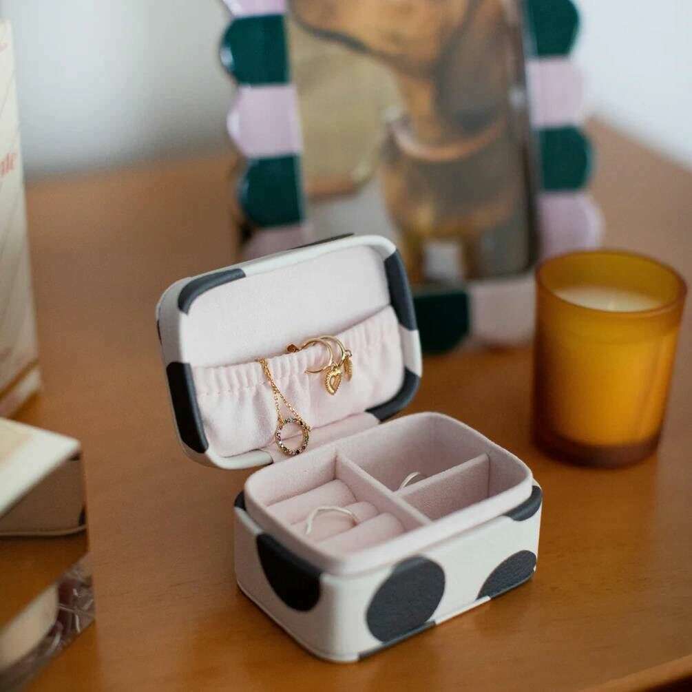 Caroline Gardner Mono Spot Mini Jewellery Box - Black/Cream - Image 3