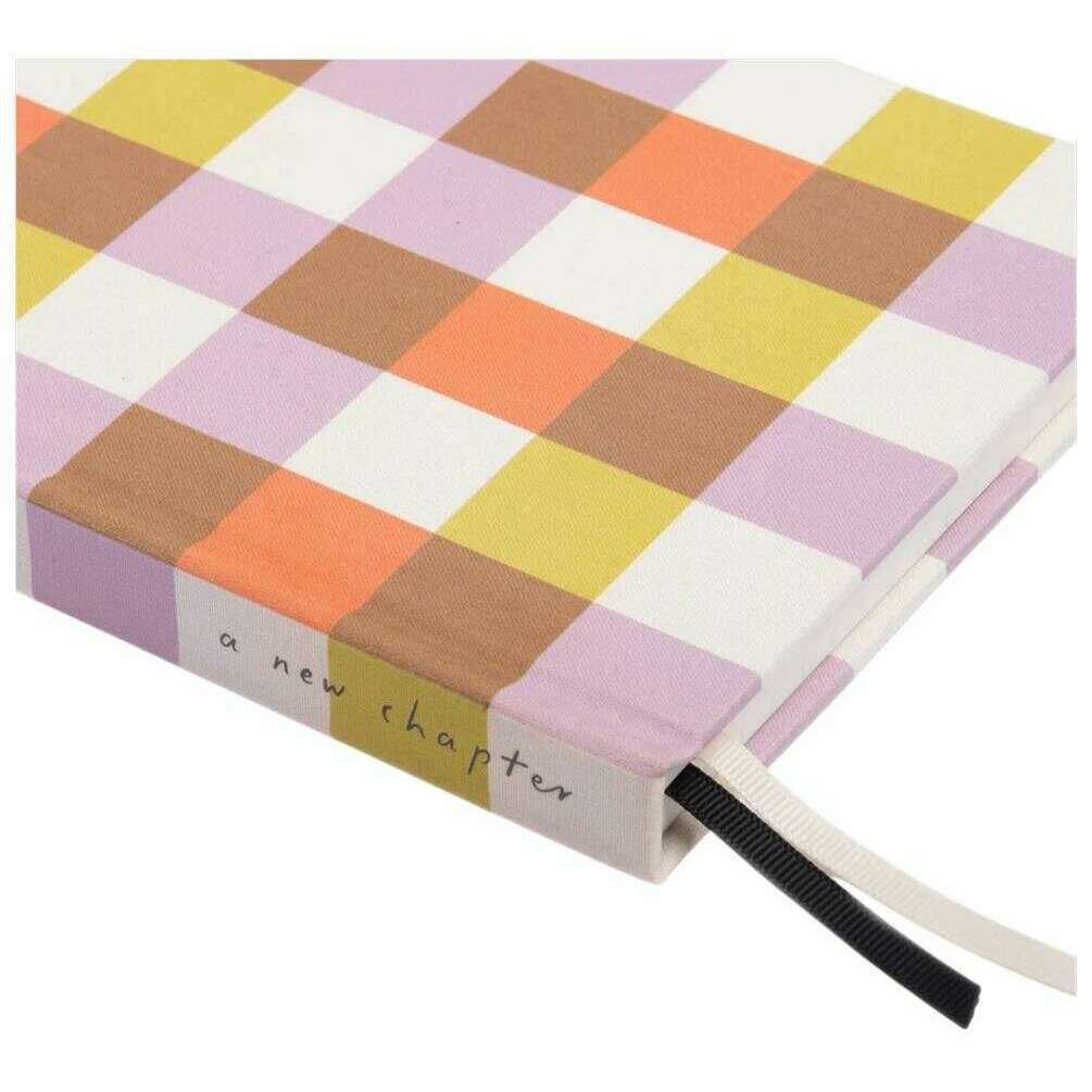 Caroline Gardner Multi Check A5 Hardback Notebook - White/Orange/Pink - Image 3