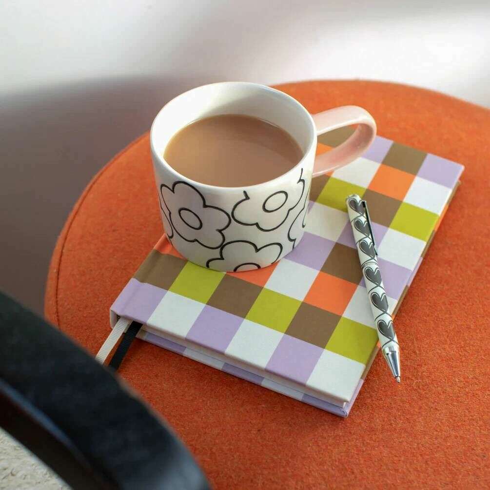 Caroline Gardner Multi Check A5 Hardback Notebook - White/Orange/Pink - Image 5