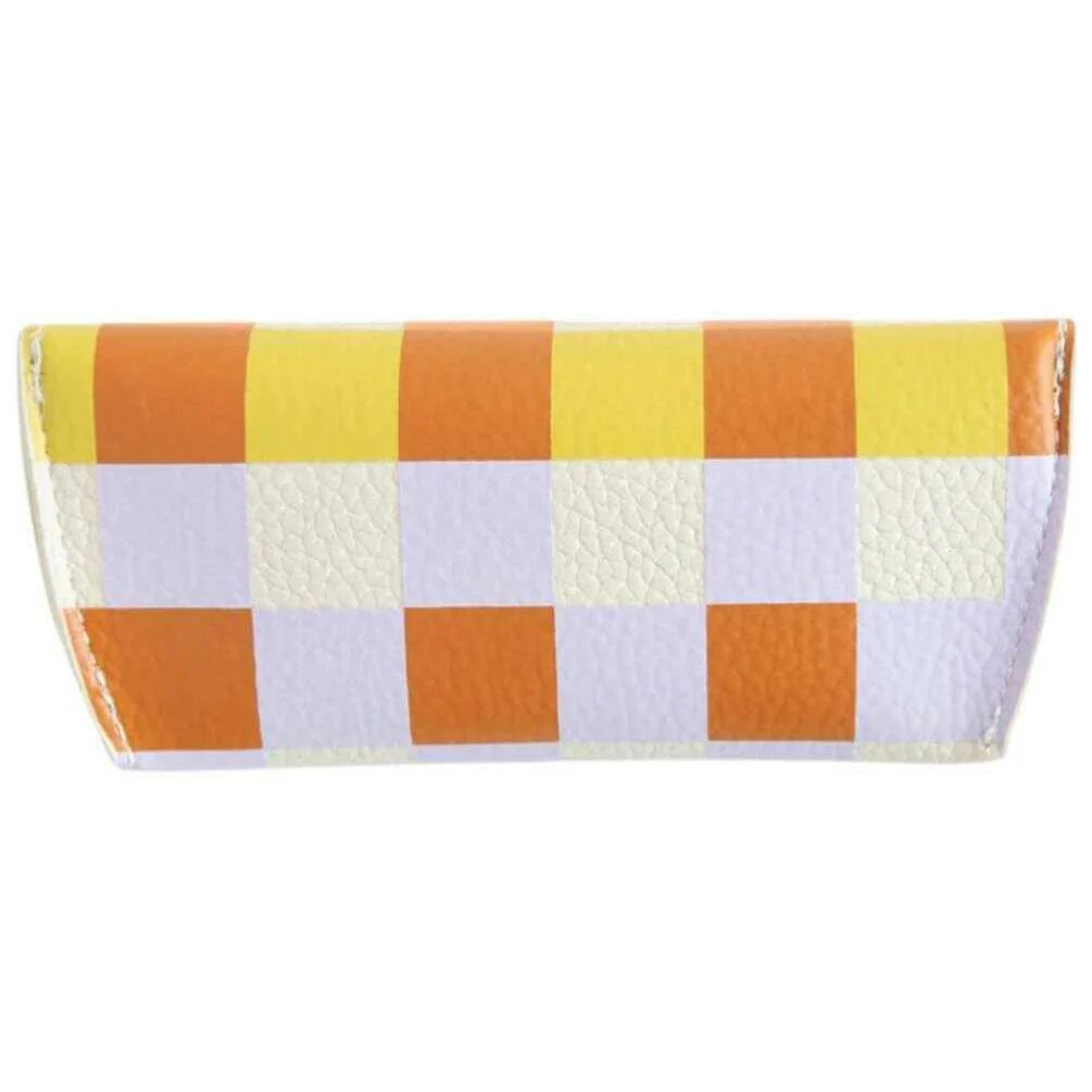 Caroline Gardner Multi Check Flap Glasses Case - White/Purple/Orange - Image 3
