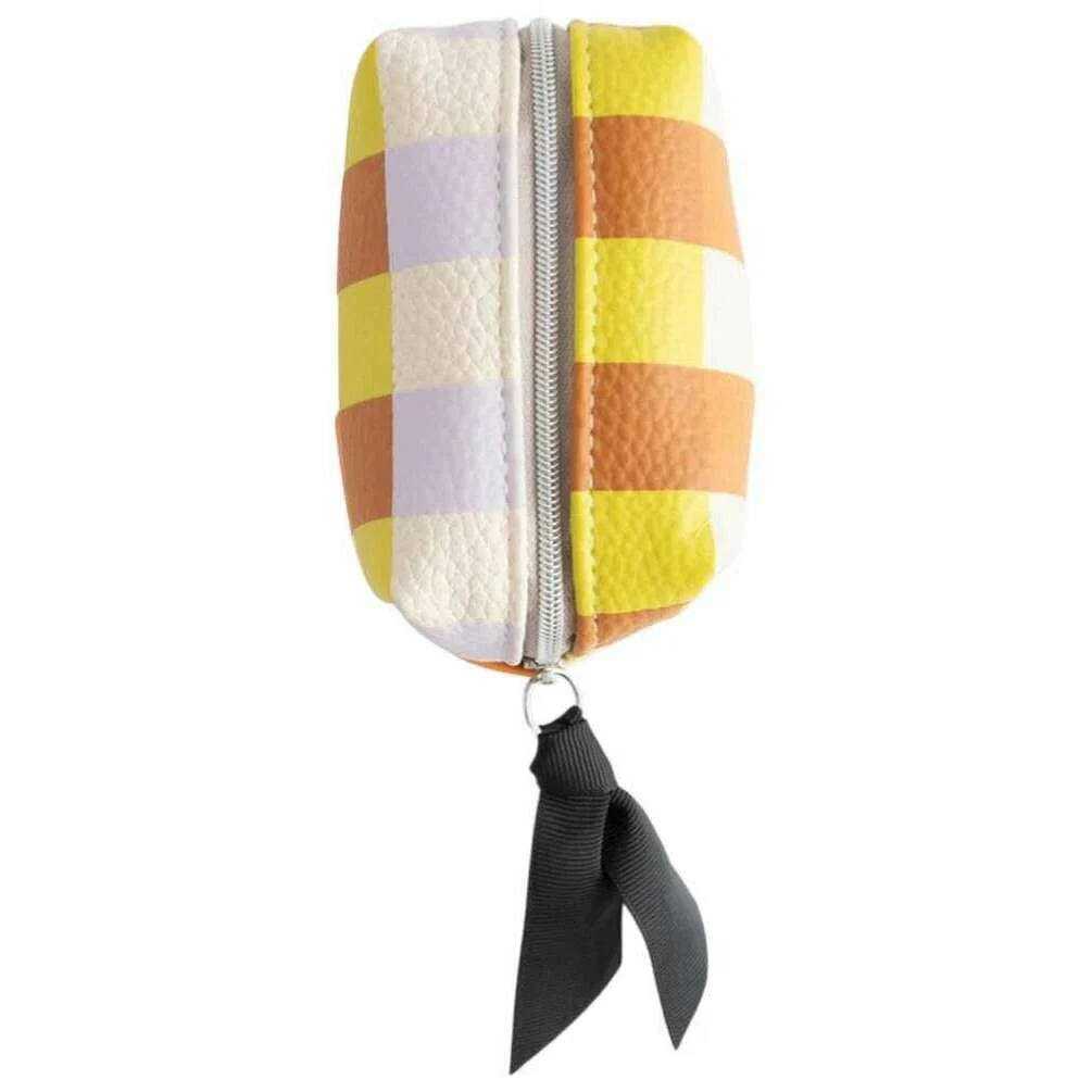 Caroline Gardner Multi Check Ultra Mini Cube Cosmetic Bag - White/Purple/Orange - Image 3