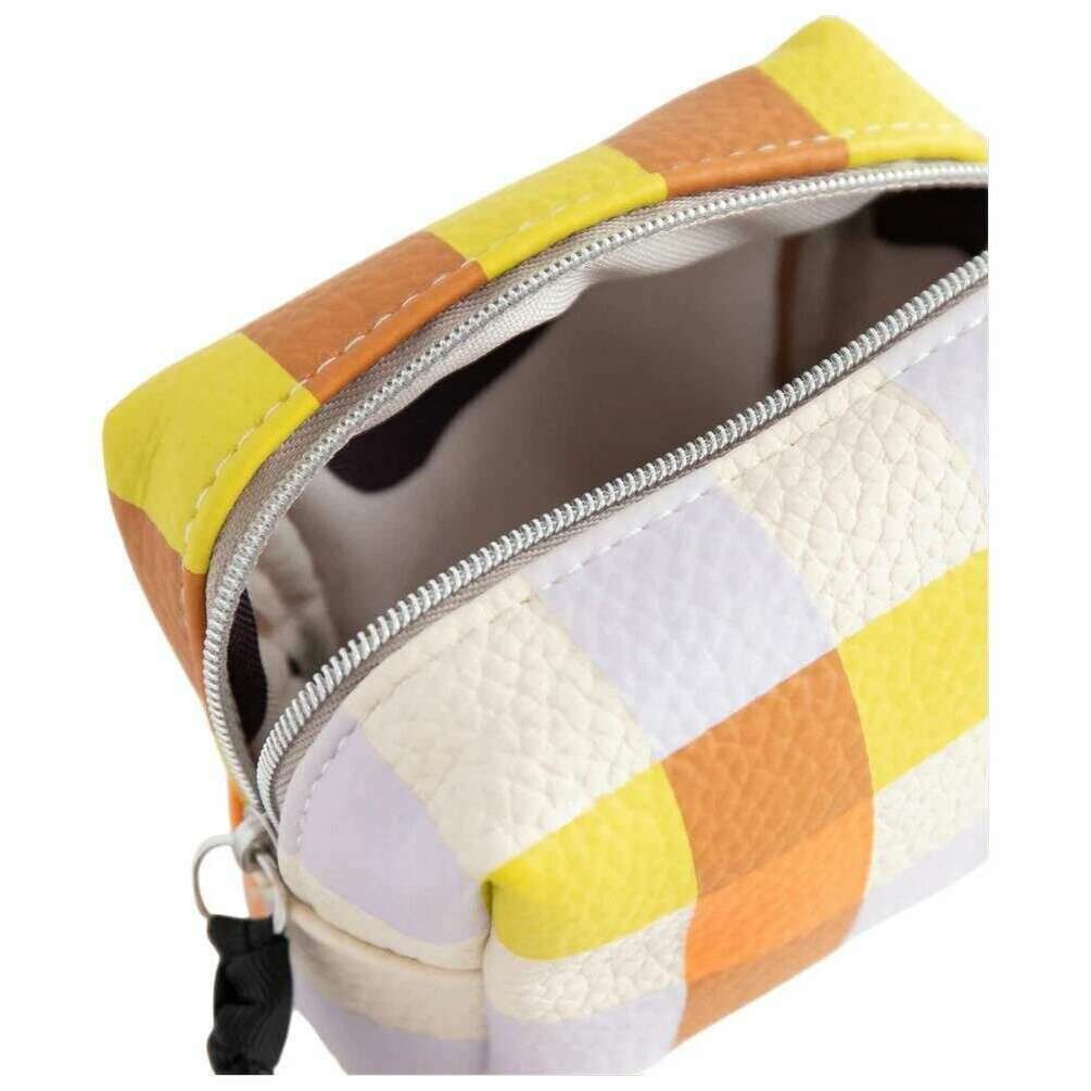 Caroline Gardner Multi Check Ultra Mini Cube Cosmetic Bag - White/Purple/Orange - Image 4
