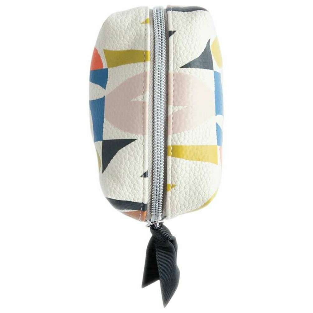 Caroline Gardner Multi Checkmate Heart Mini Cube Cosmetic Bag - White/Blue/Orange - Image 3