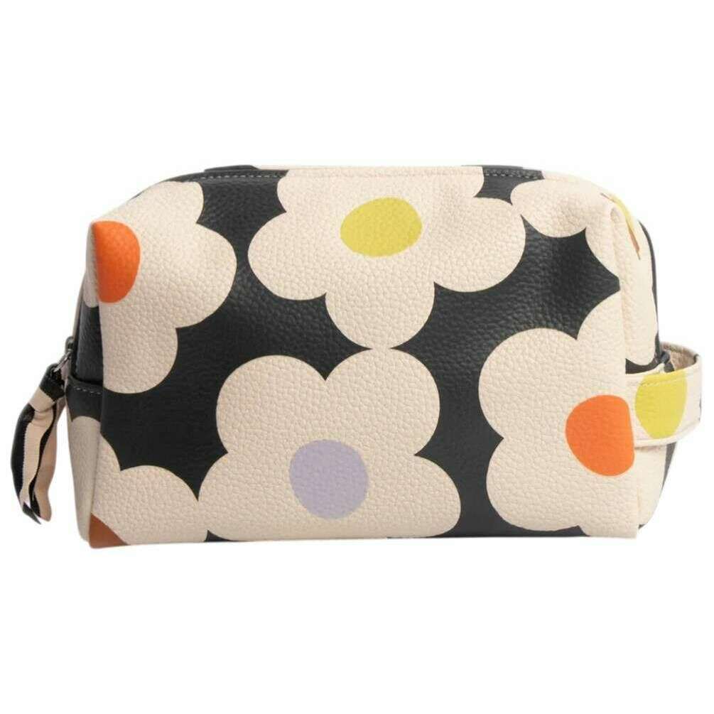 Caroline Gardner Multi Flower Large Travel Wash Bag - Black/Cream - Image 2
