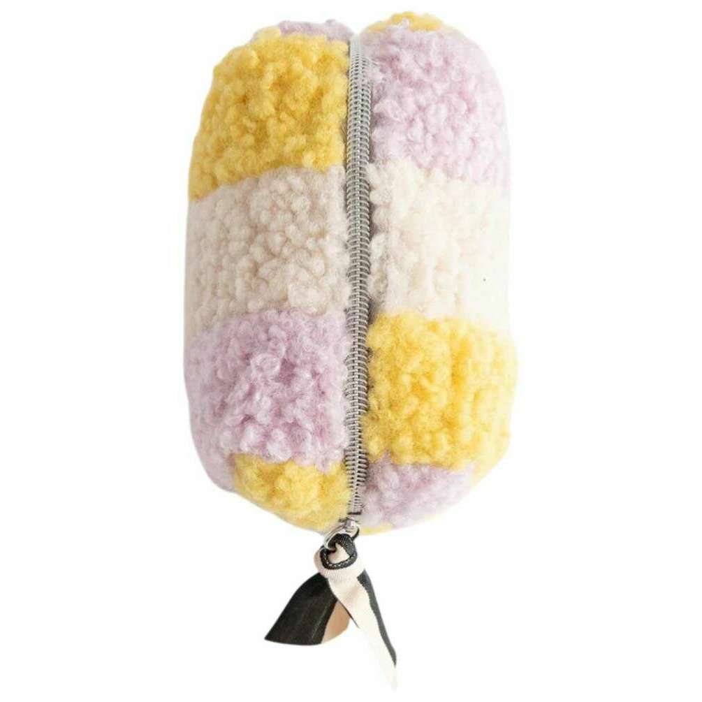 Caroline Gardner Multi Stripe Borg Mini Cube Cosmetic Bag - Lilac/Yellow - Image 3