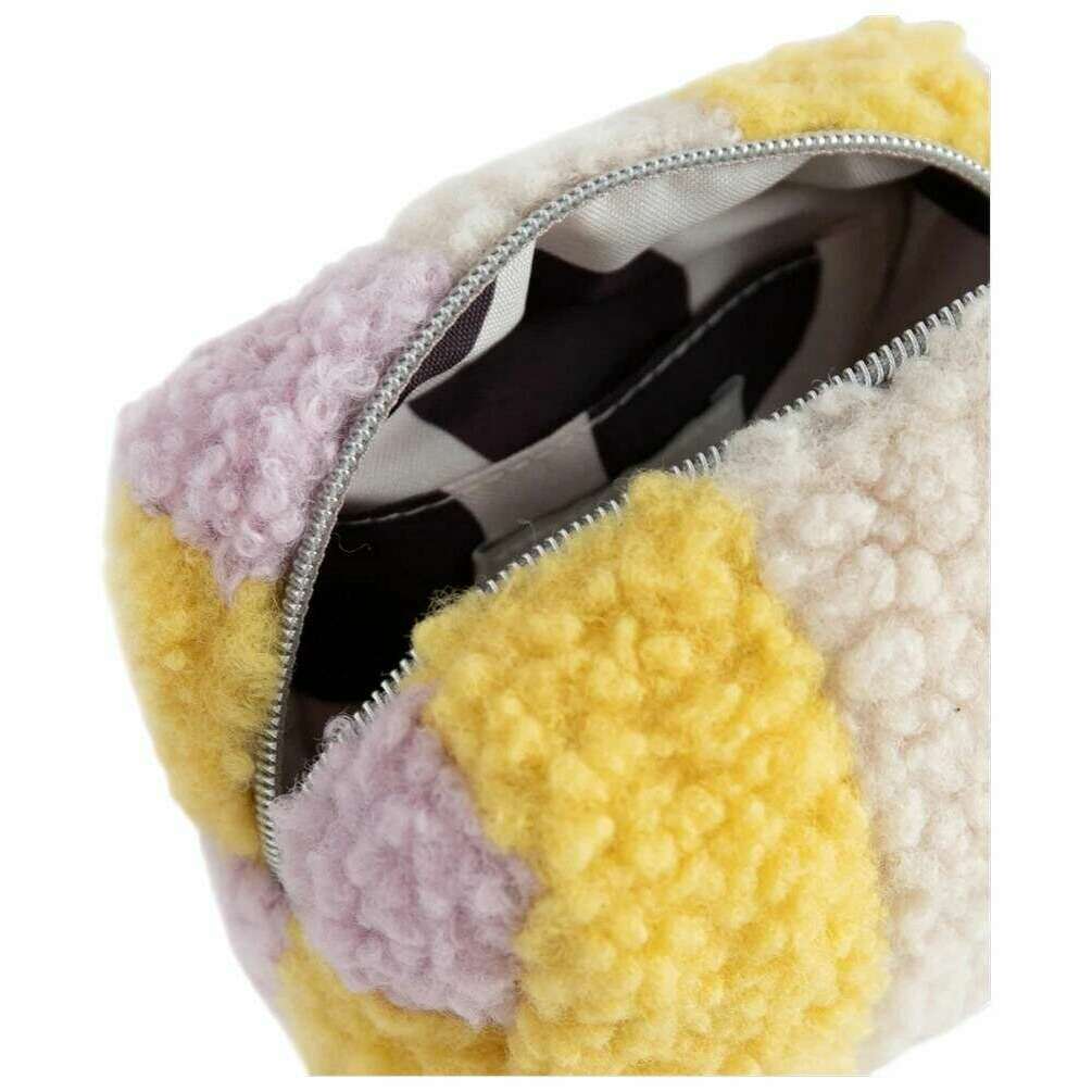 Caroline Gardner Multi Stripe Borg Mini Cube Cosmetic Bag - Lilac/Yellow - Image 4
