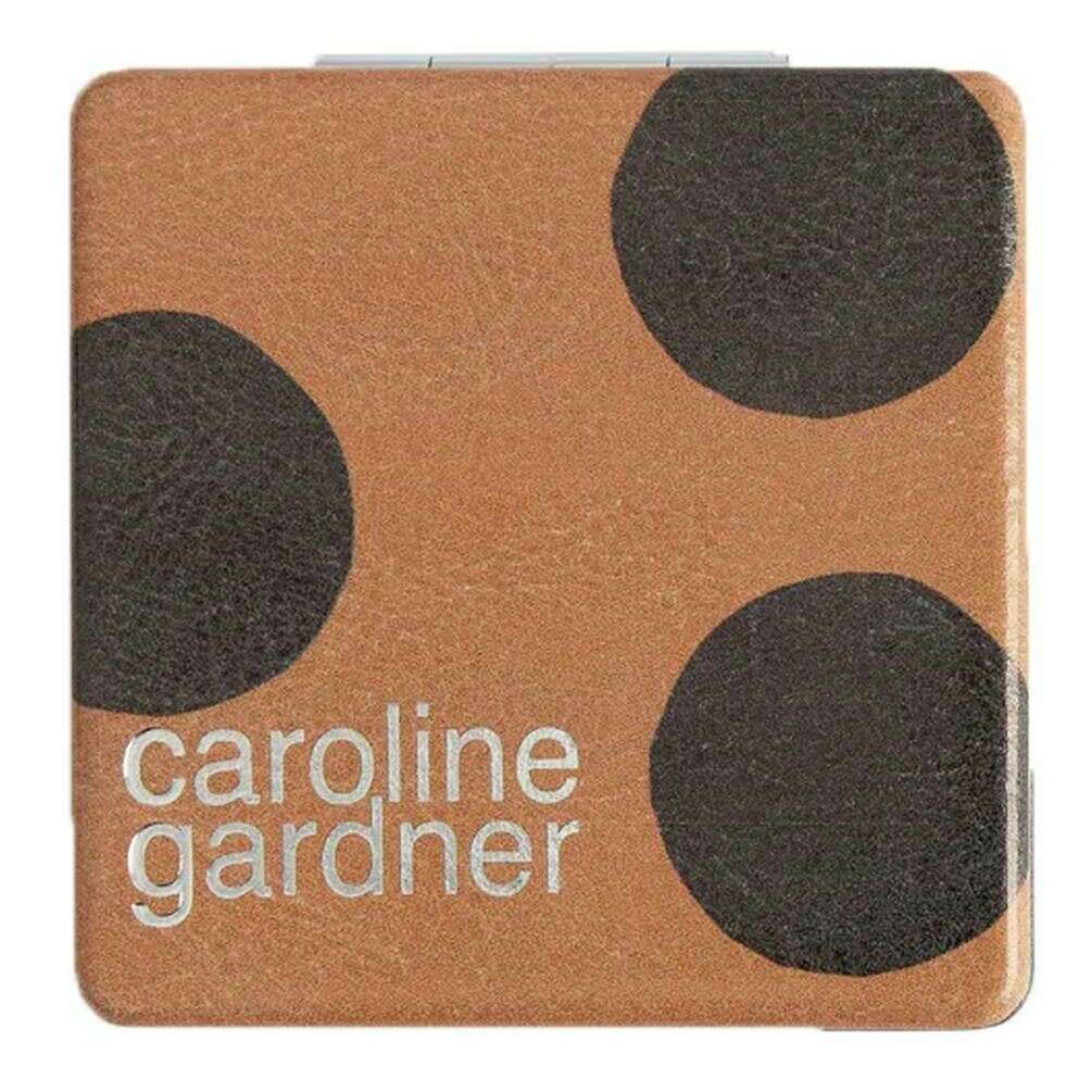 Caroline Gardner Scattered Dot Square Pocket Mirror - White/Black/Tan - Image 3