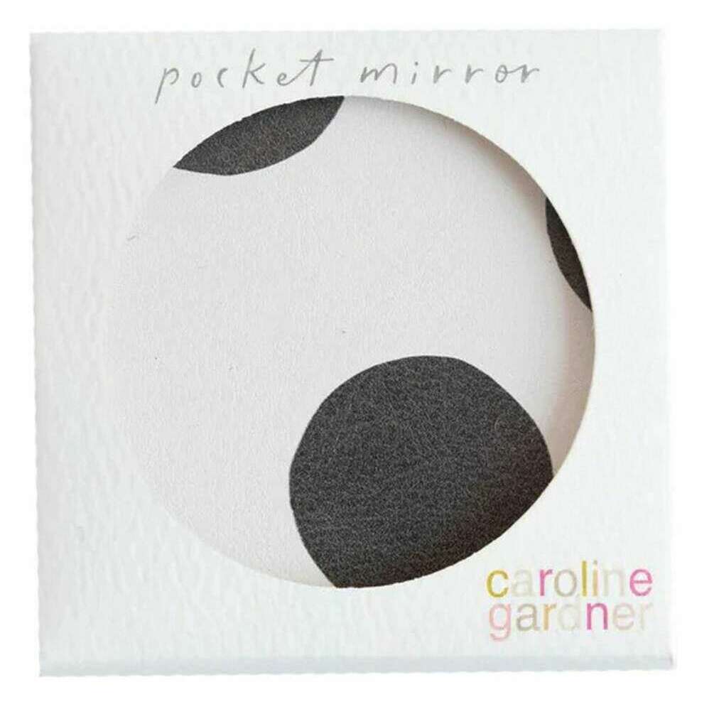 Caroline Gardner Scattered Dot Square Pocket Mirror - White/Black/Tan - Image 4