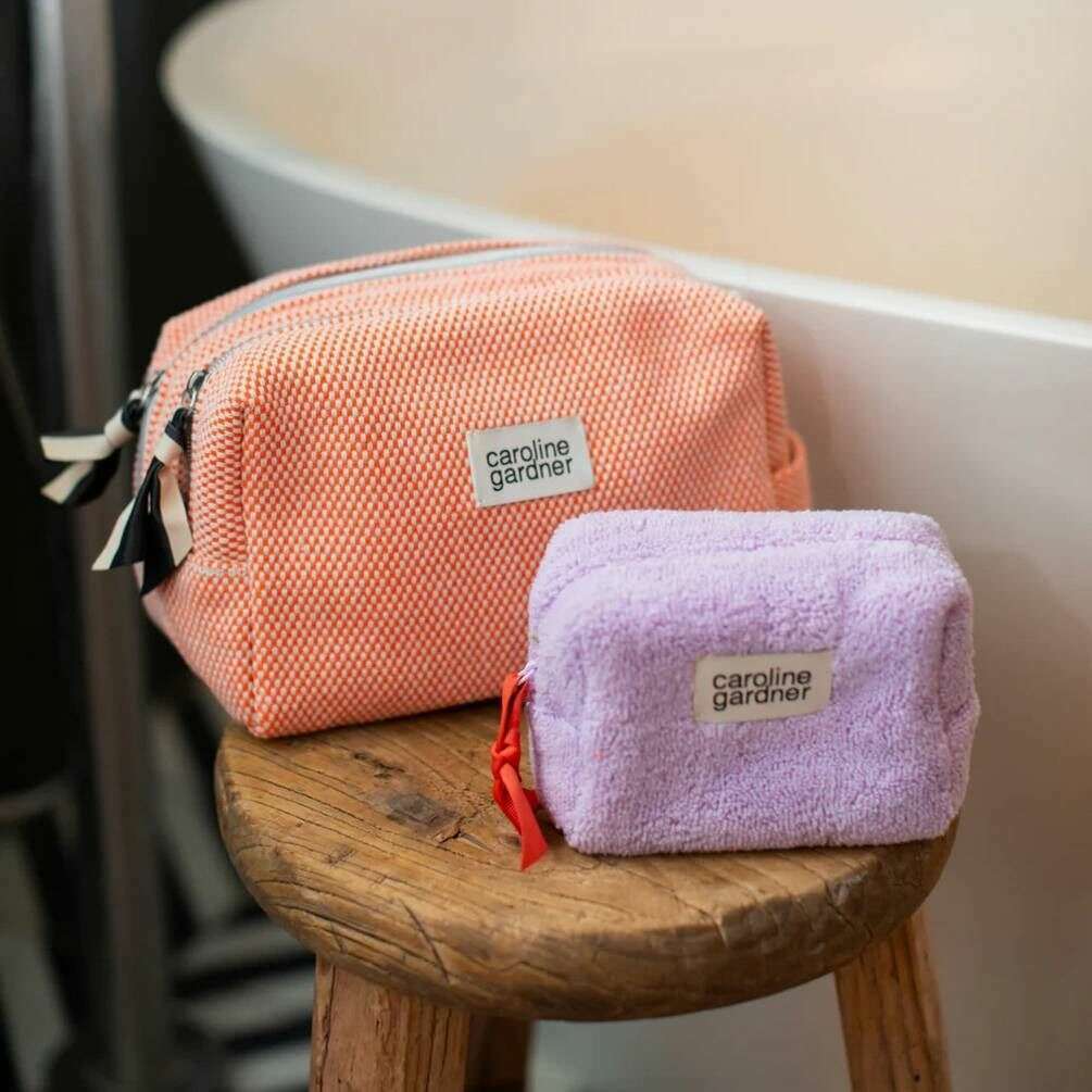 Caroline Gardner Woven Large Travel Wash Bag - Orange - Image 6