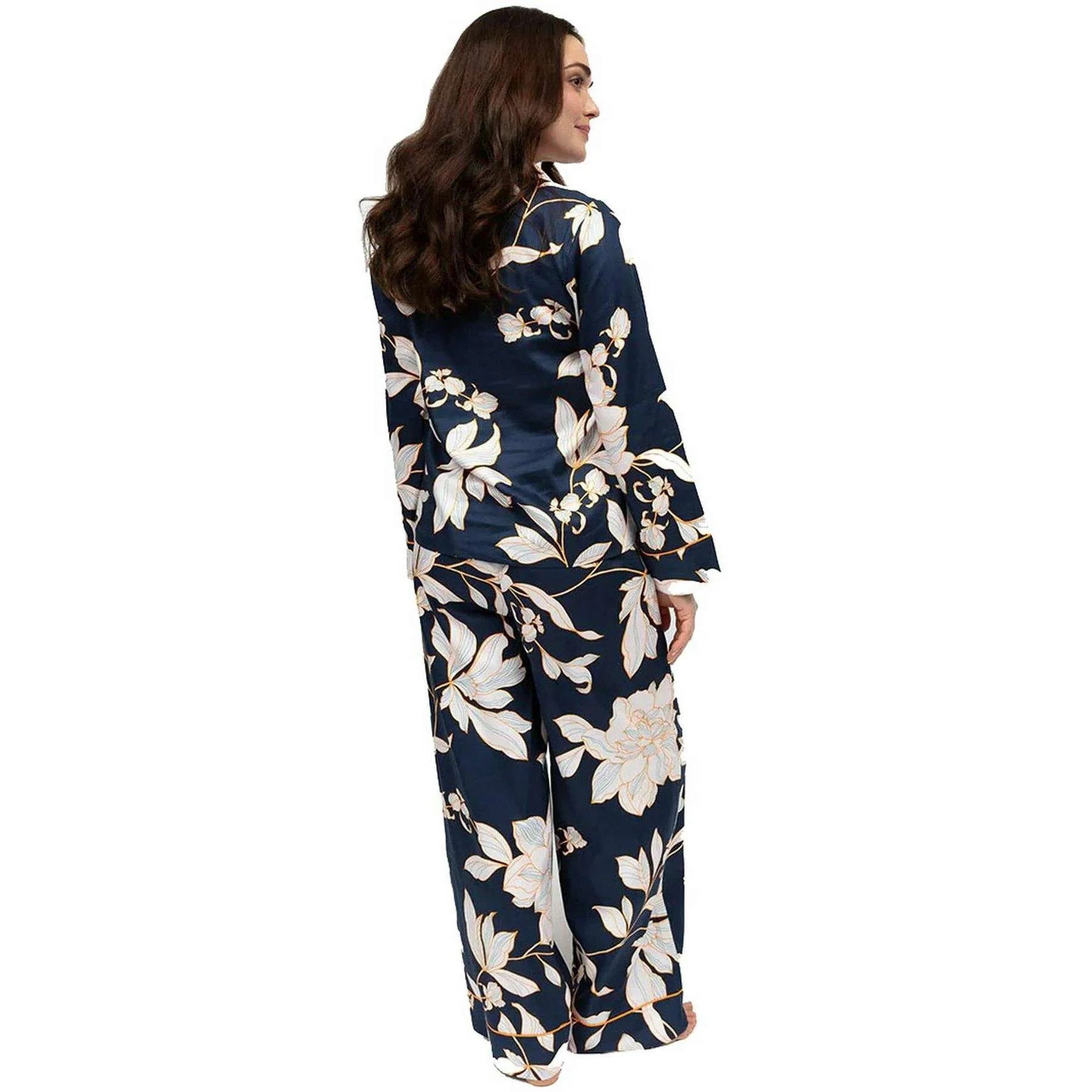 Cyberjammies Auburn Floral Print Pyjama Set - Navy - Image 3