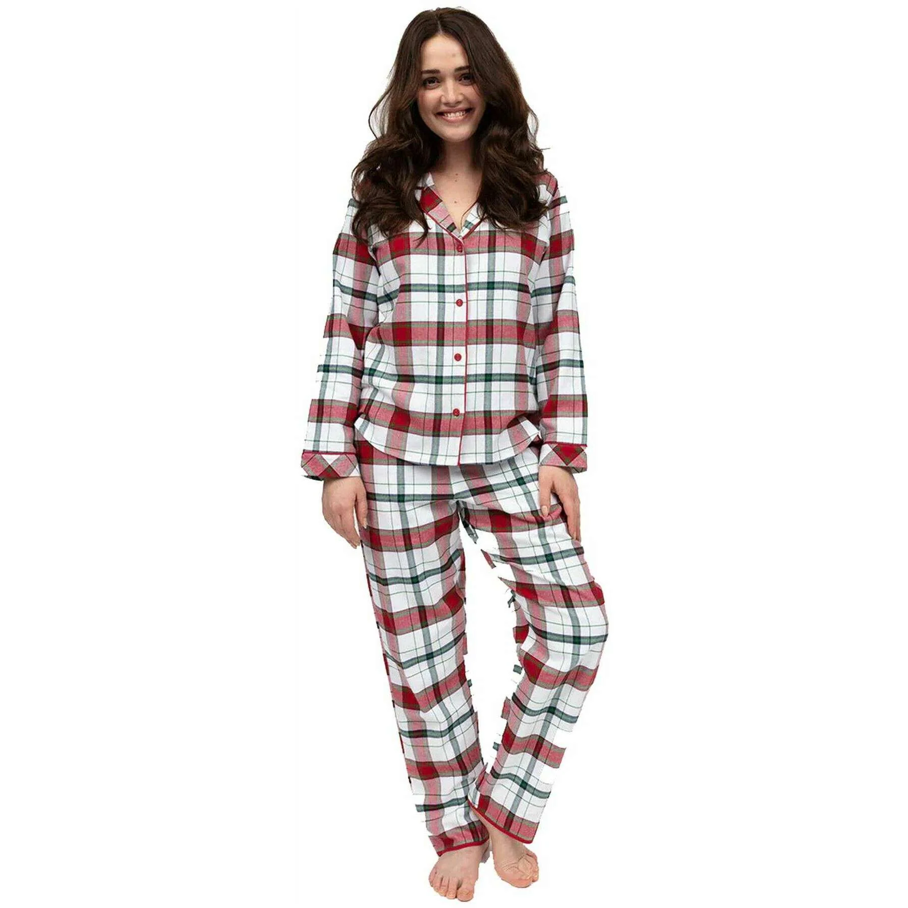 Cyberjammies Blaze Brushed Check Pyjama Set - Red/White/Green - Image 2