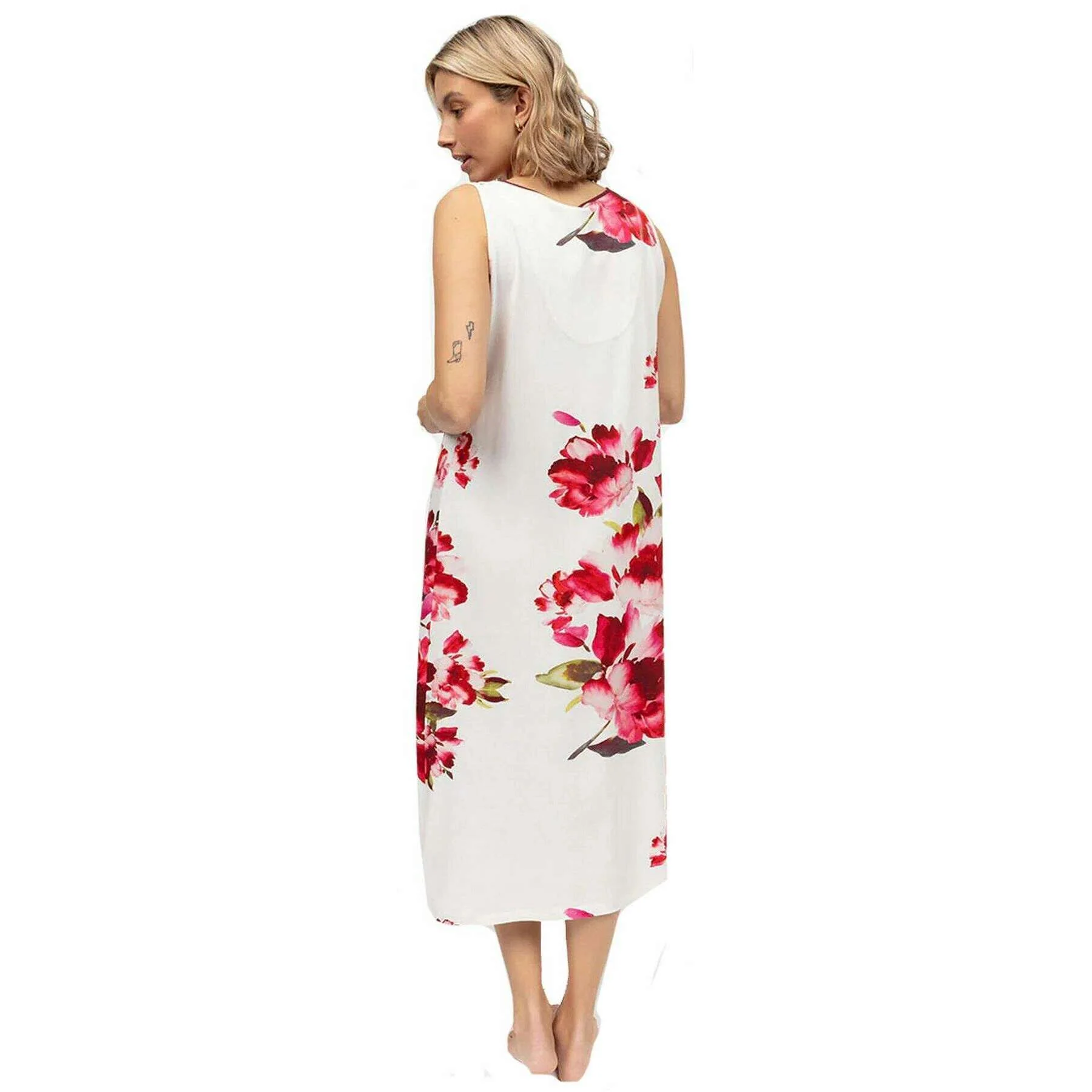 Cyberjammies Isabella Floral Printed Jersey Long Nightdress - Ox Blood Burgundy/Pink - Image 3