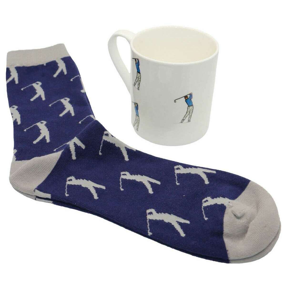 David Aster Golf Mug and Sock Set - White