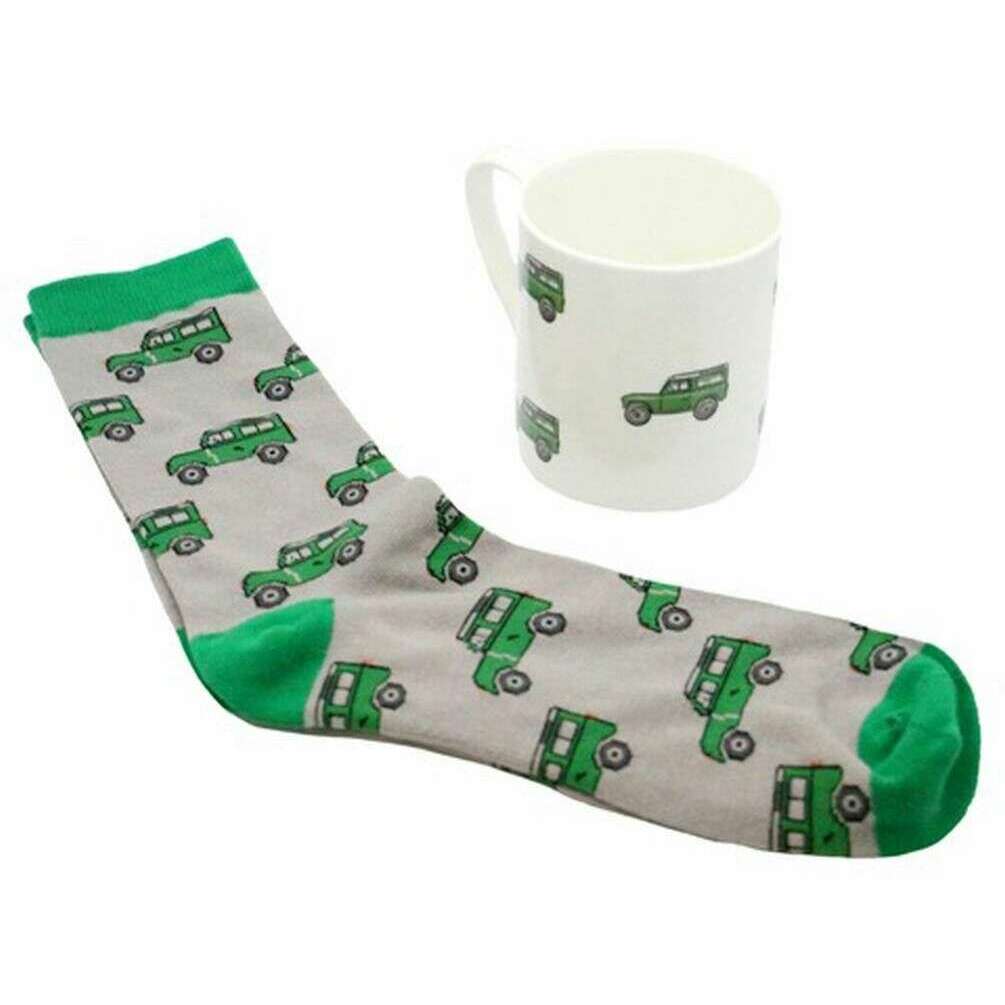 David Aster Land Vehicle Mug and Sock Set - White